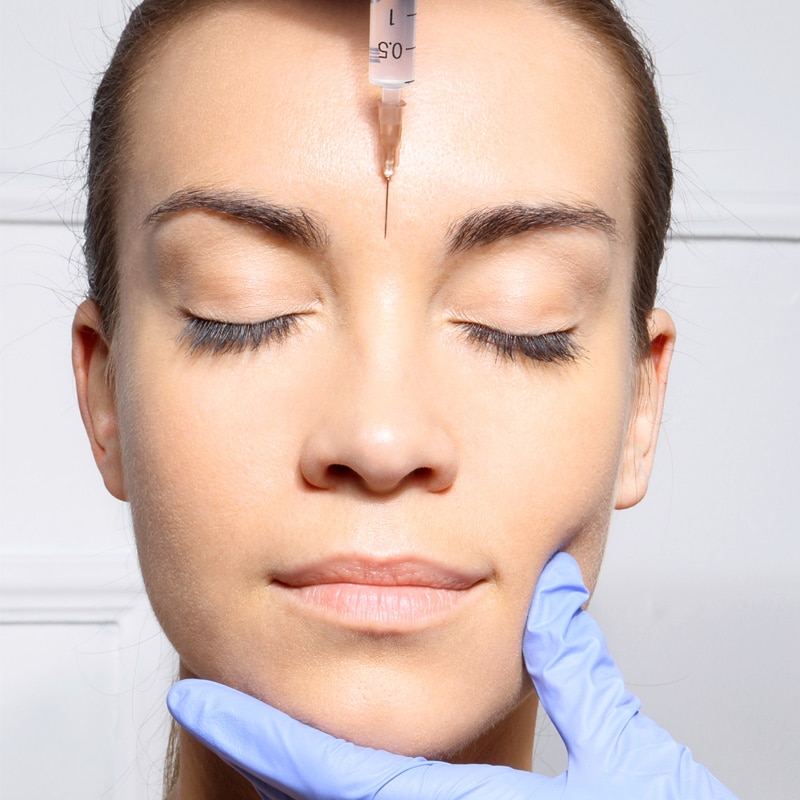 botox female middle of eyes above nose